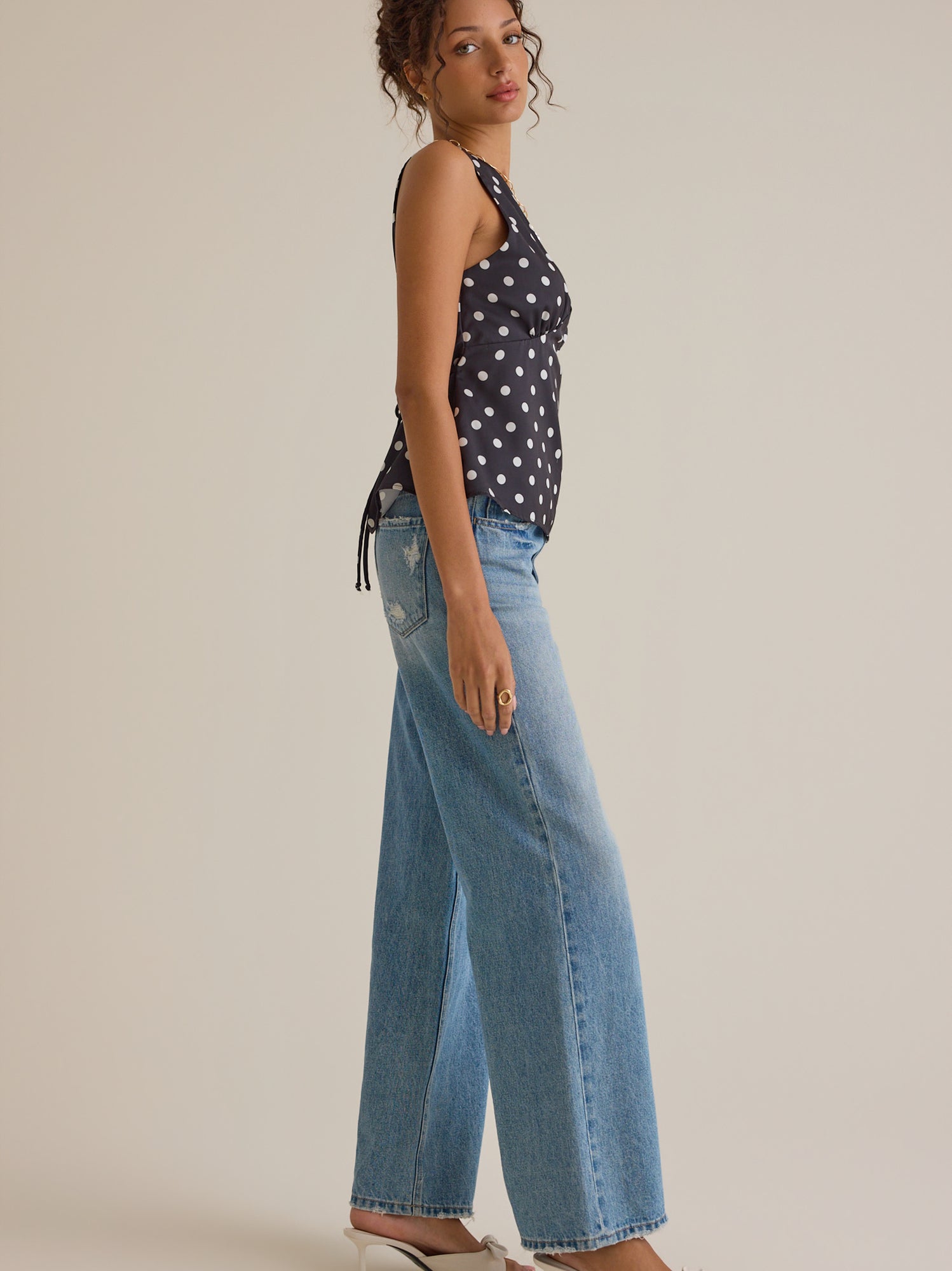 Brianna Dot Satin Tank