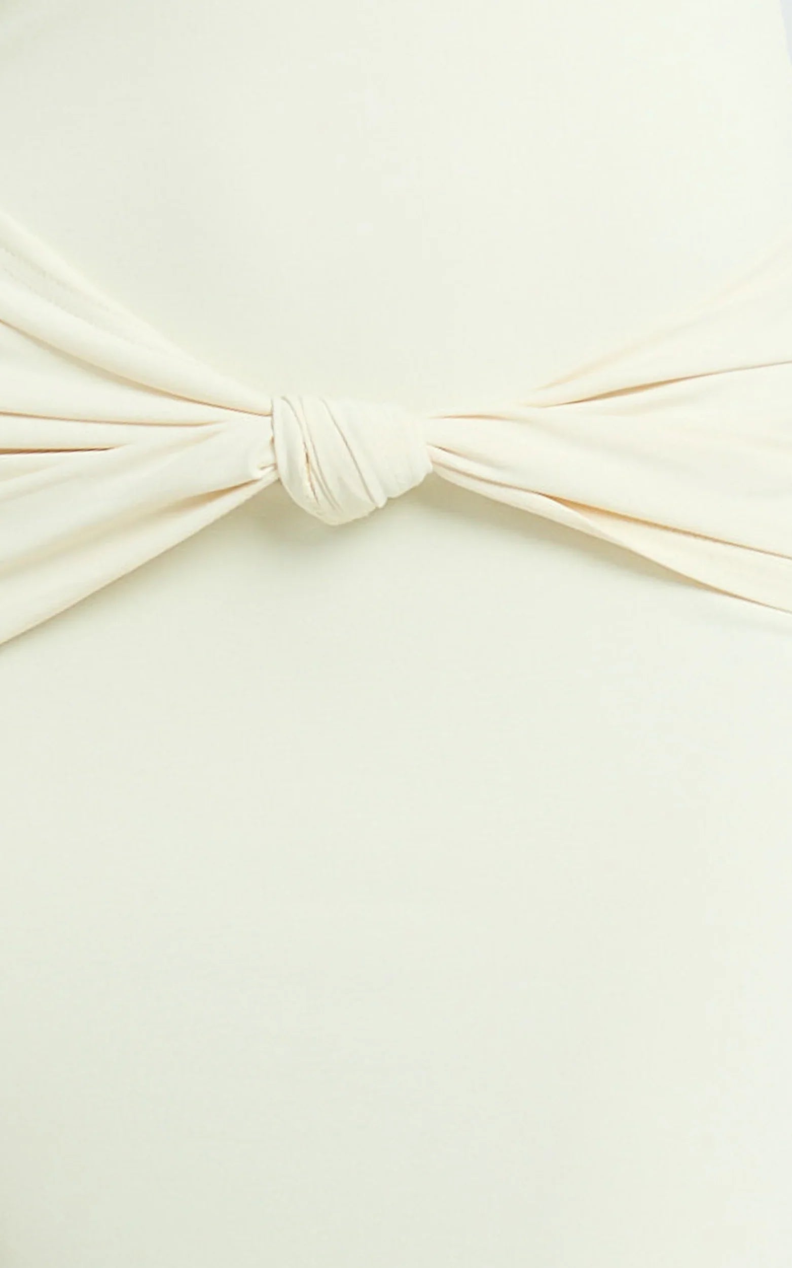 Amelita Midi Dress - Long Sleeve Knot Detail Dress in Cream
