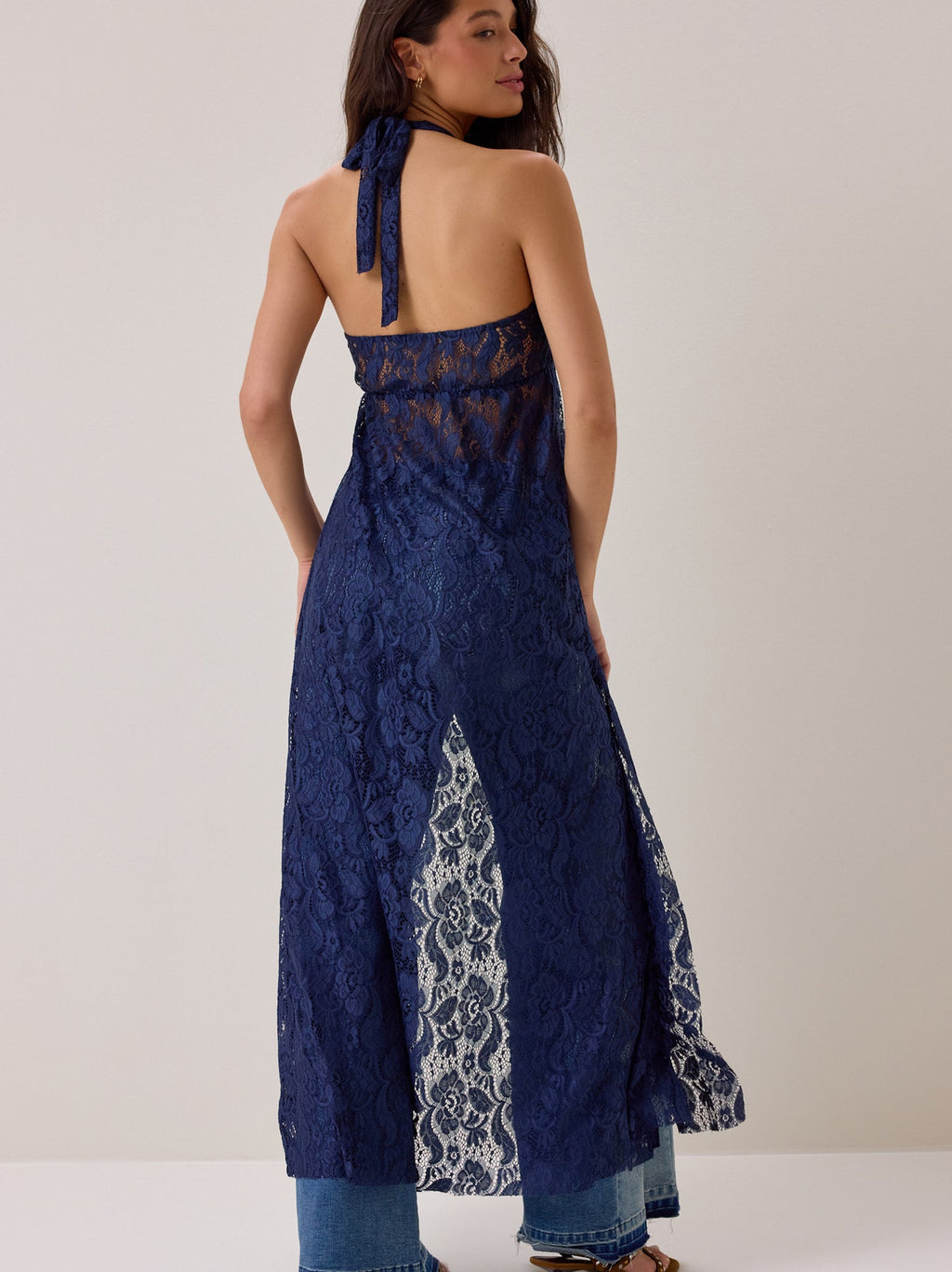 Ivy Lace Halter Tie Front Kimono