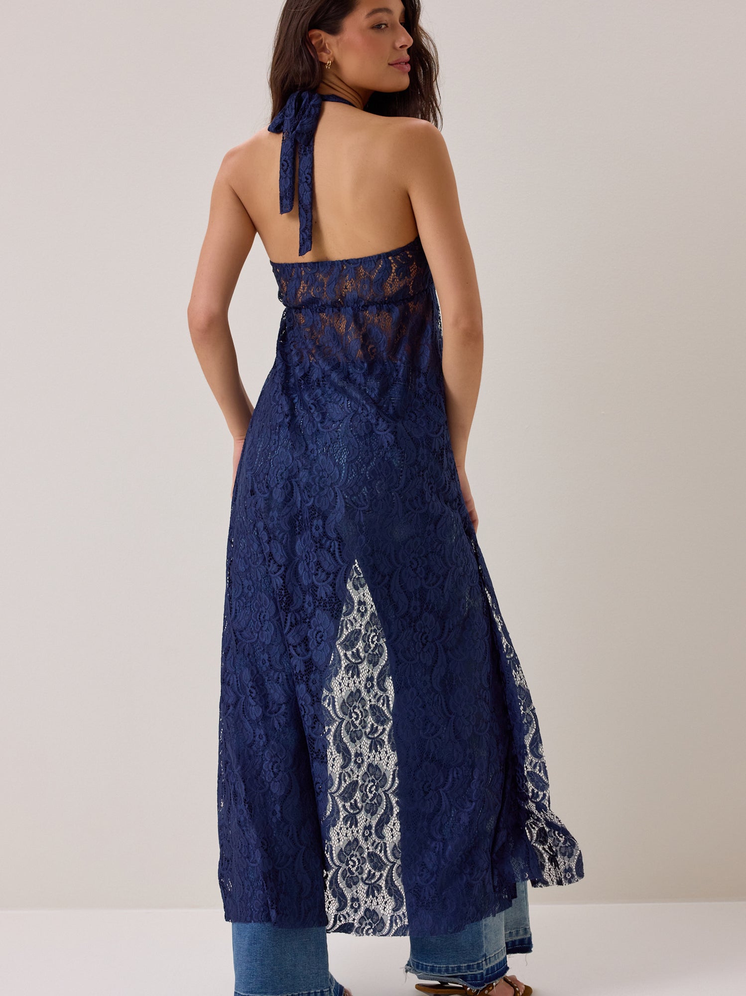 Ivy Lace Halter Tie Front Kimono