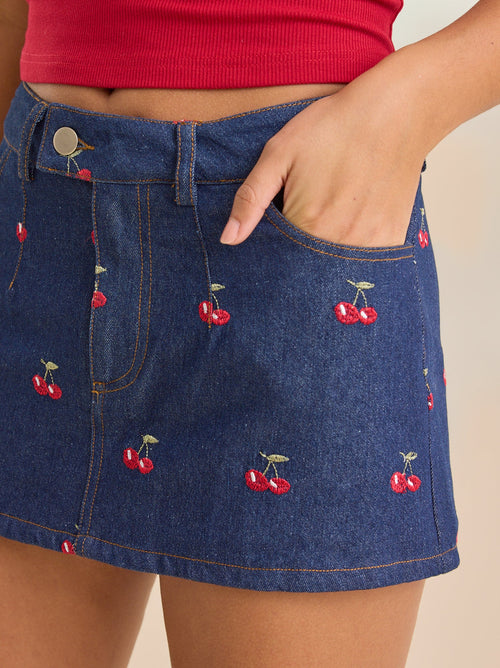 Alaina Embroidered Mini Skirt