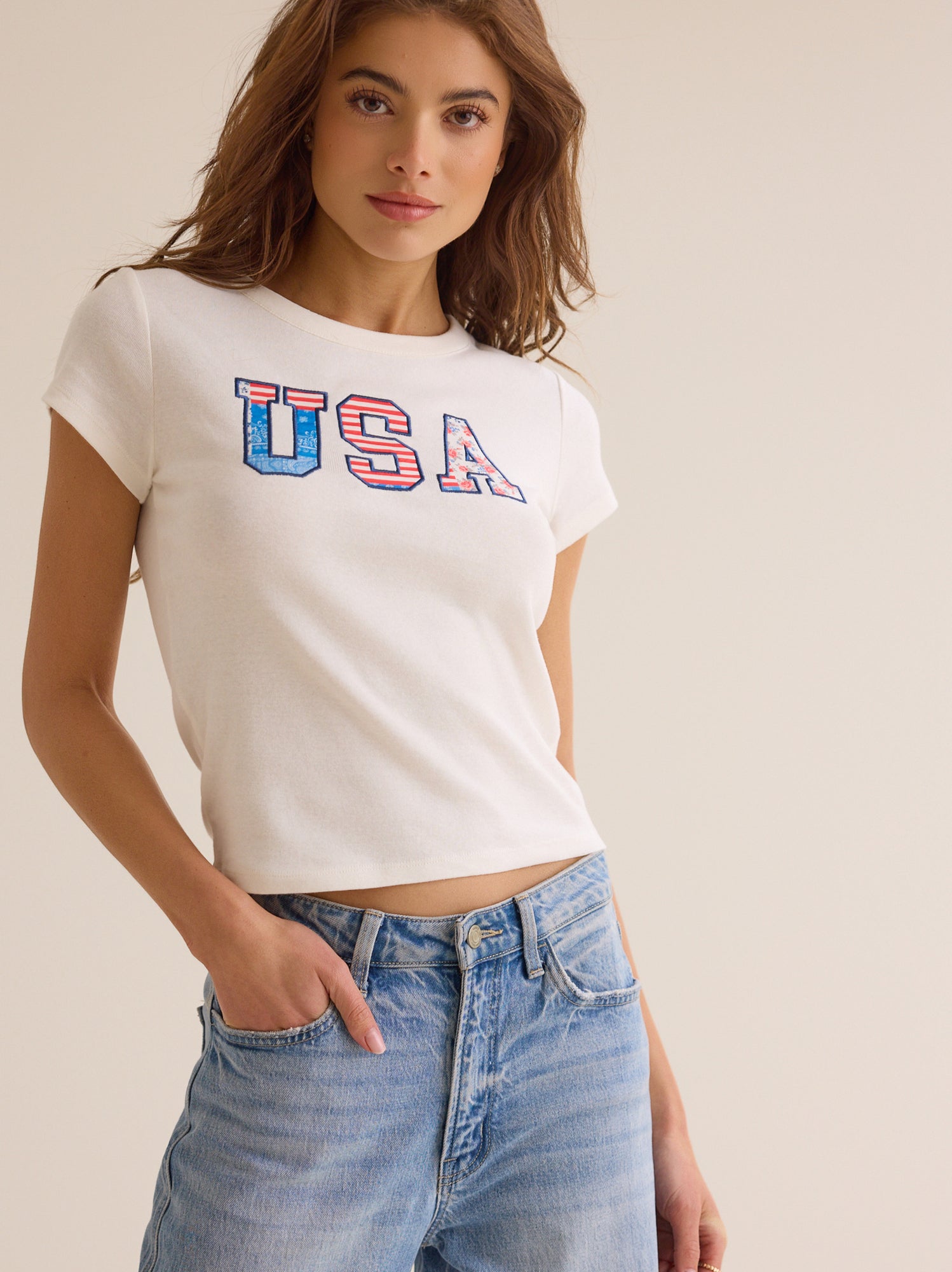 USA Patchwork Baby Tee