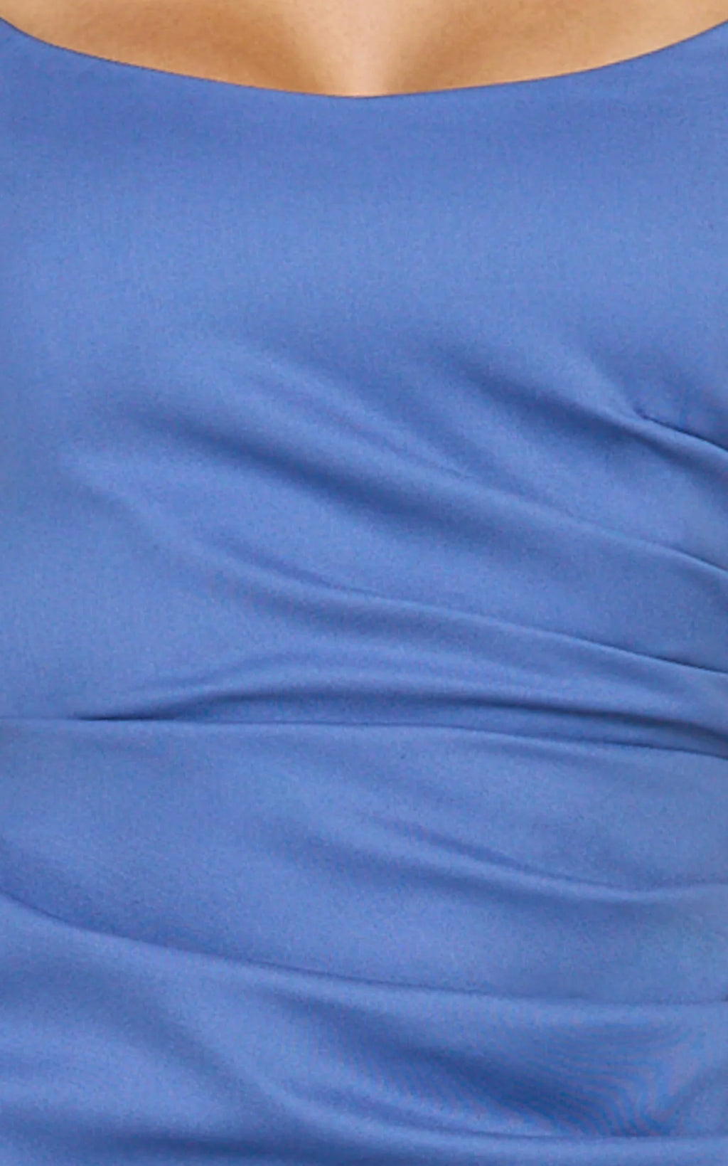 Liora Mini Dress - Low Back Scoop Neck Pintucked Dress in Steel Blue