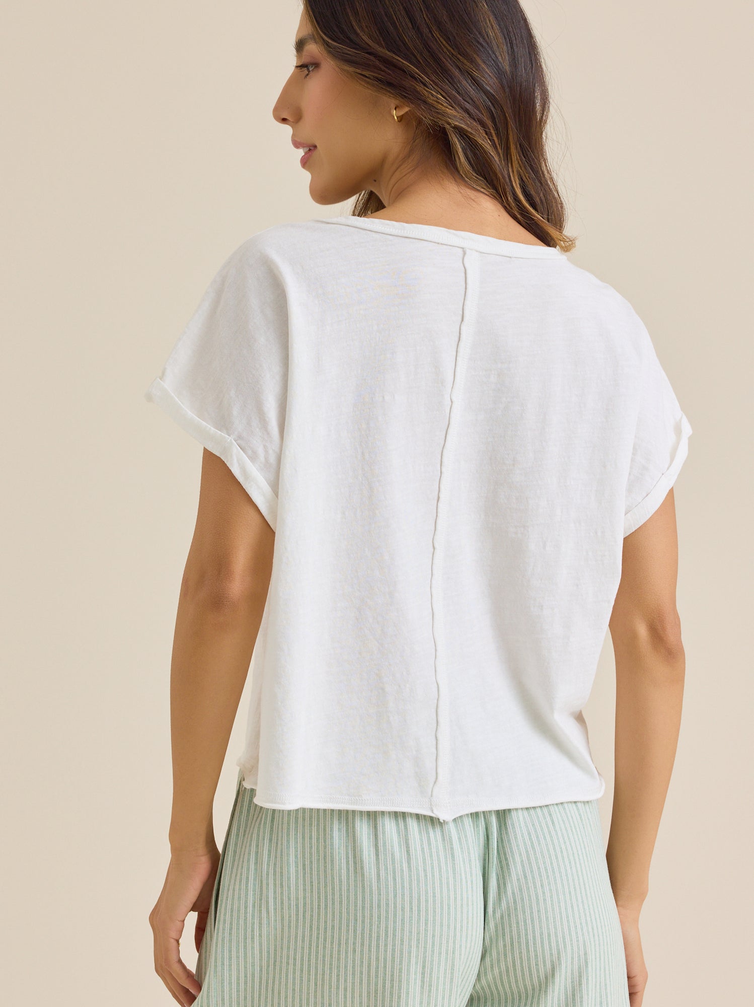 Demi Slub Roll Sleeve Tee