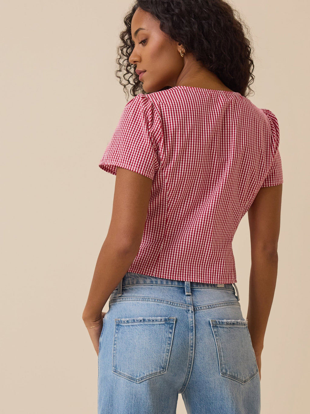 Wendy Gingham Button Front Top