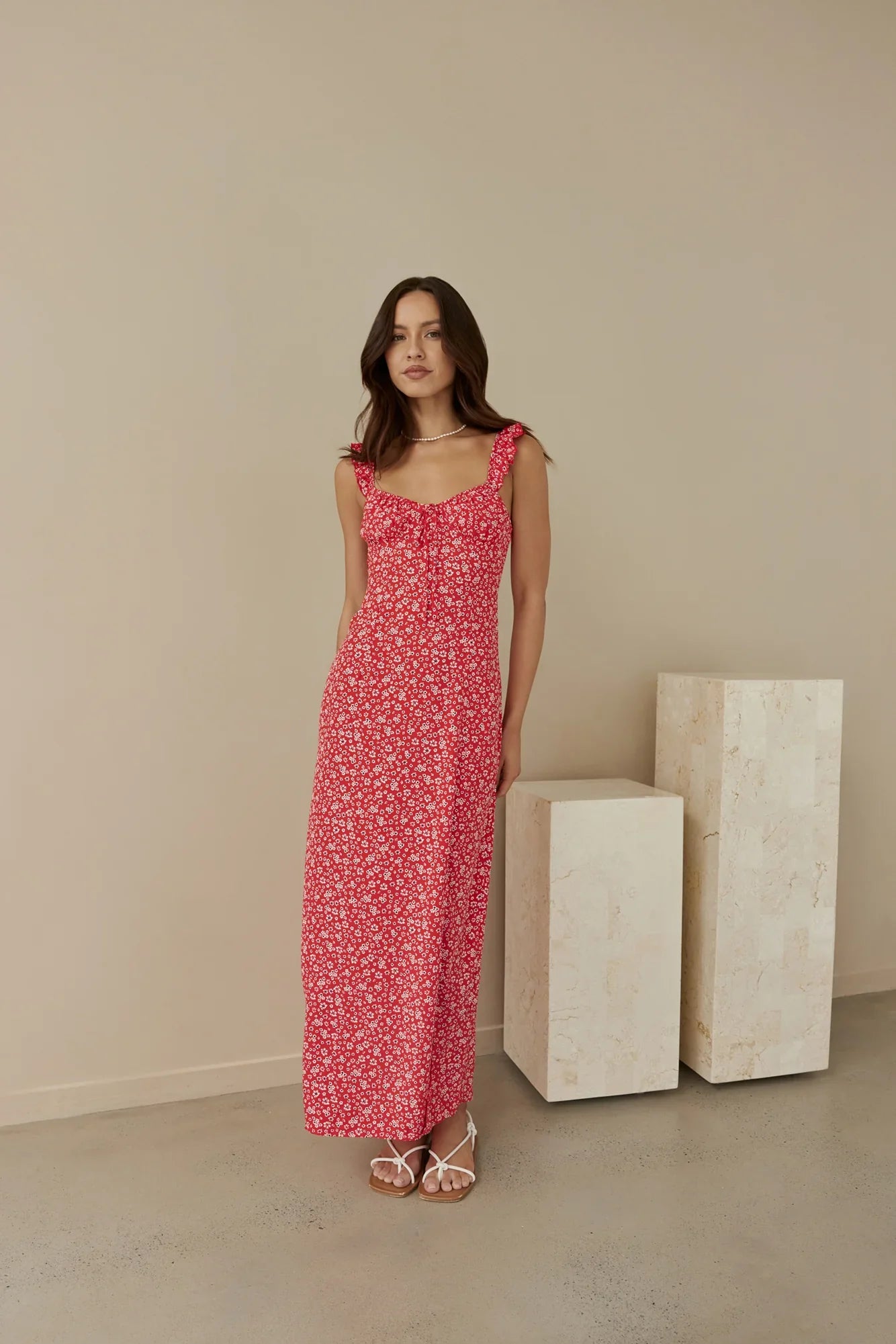 Berry Bloom Maxi Dress Red