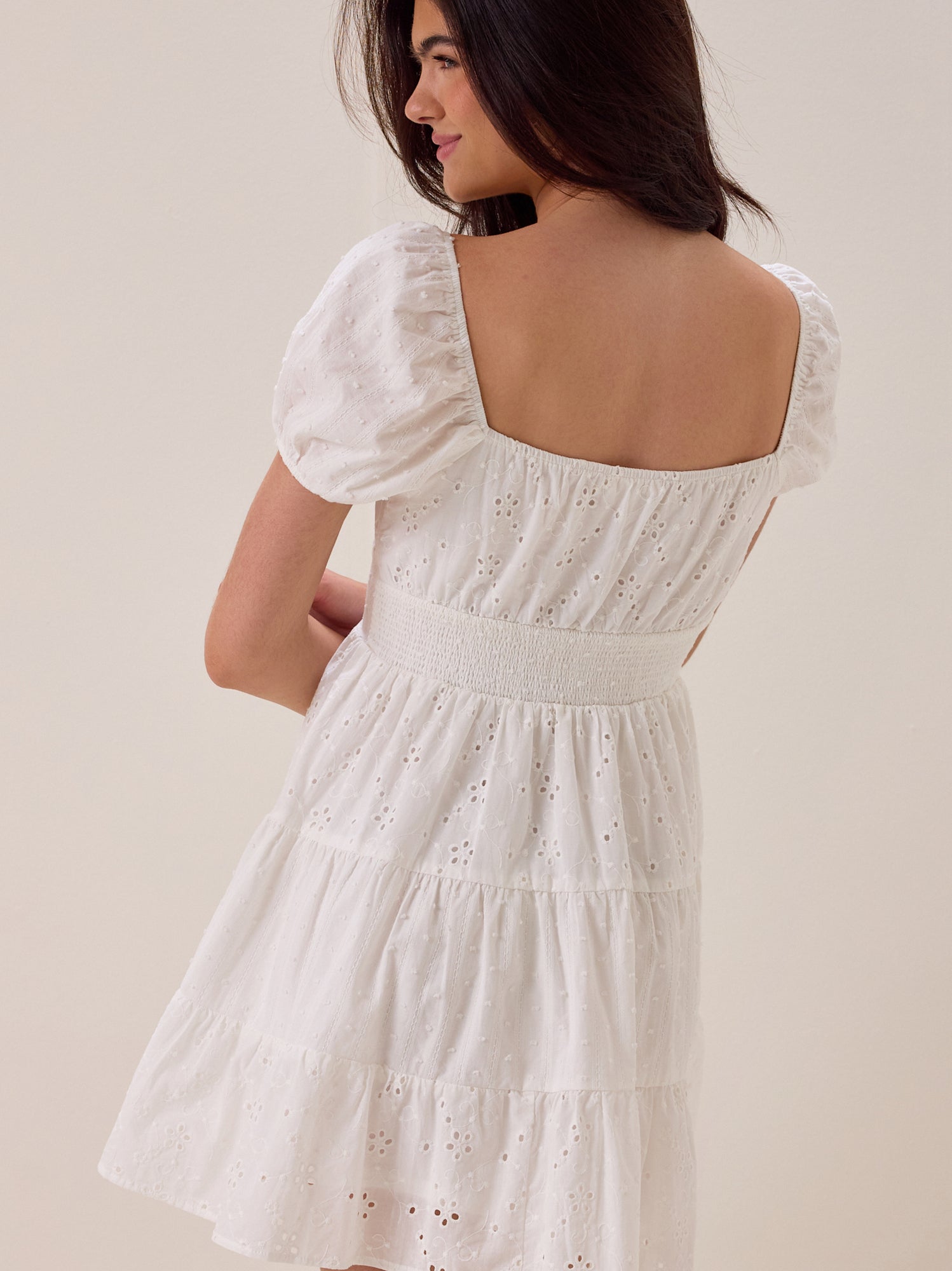 Paloma Eyelet Tiered Mini Dress