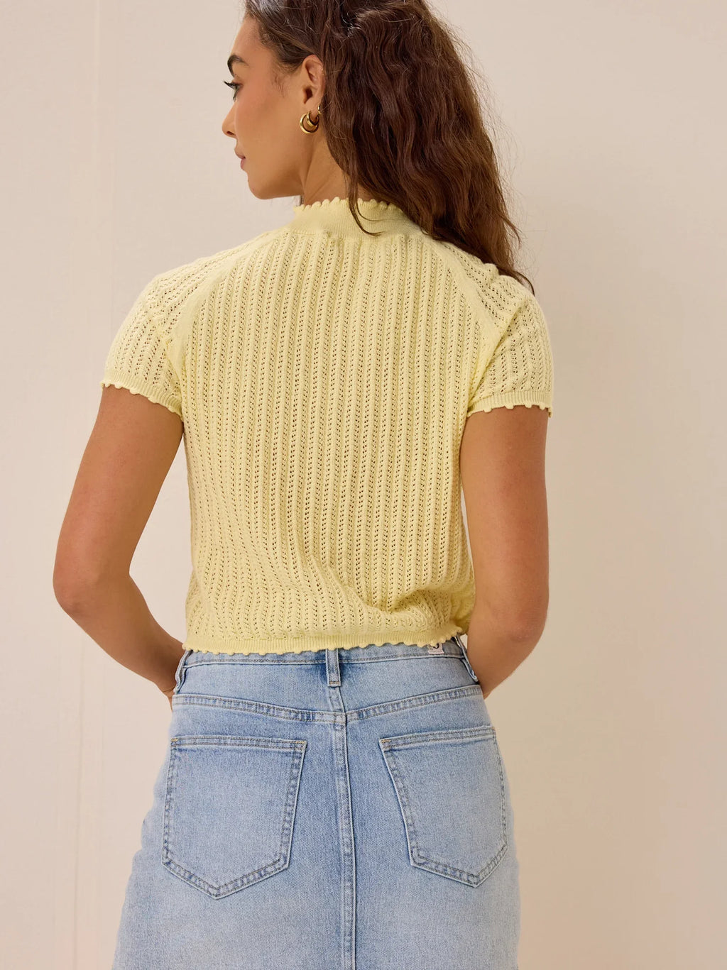 Petra Pointelle Mock Neck Top