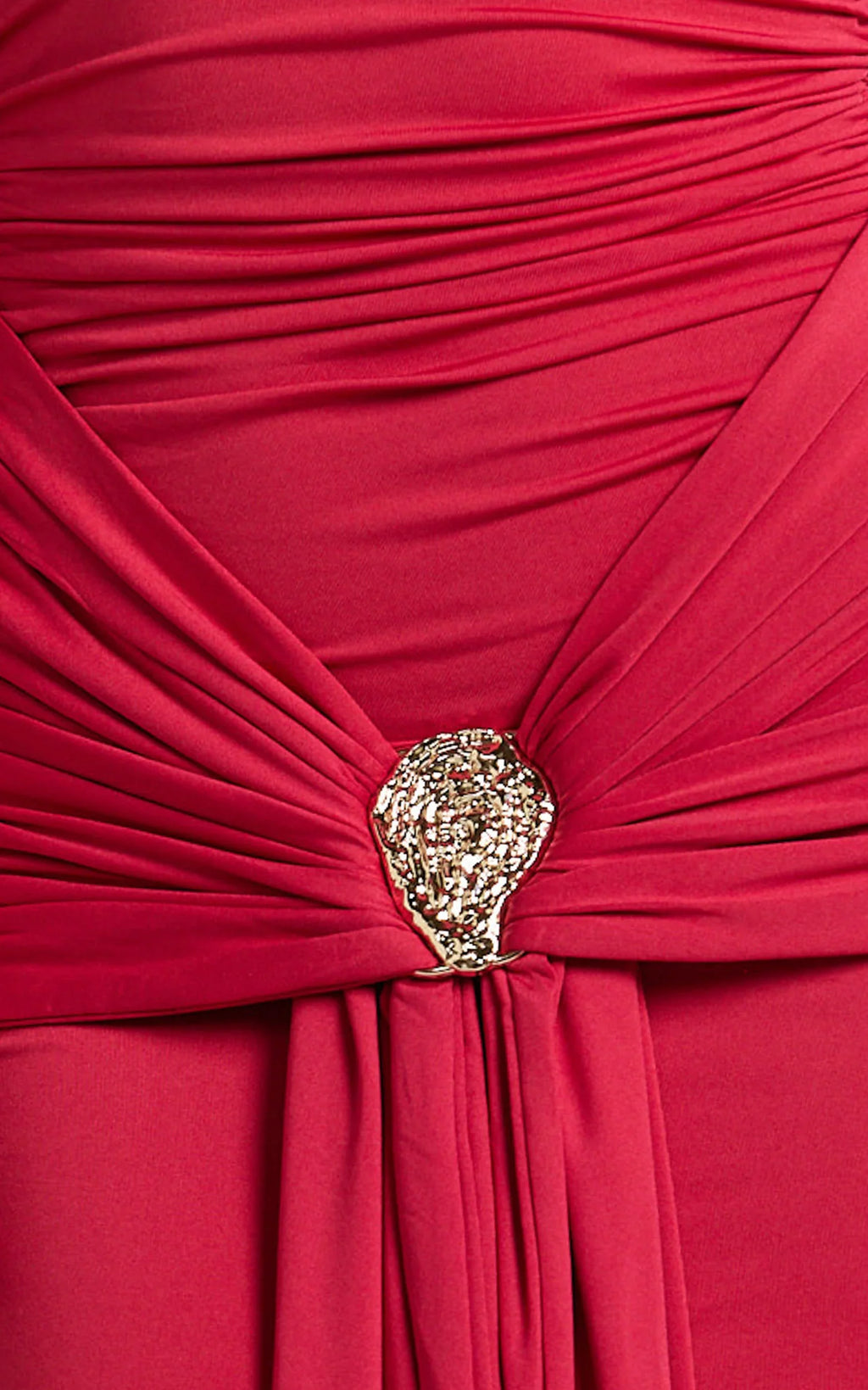 Trish Maxi Dress - Off Shoulder Hardware Trim Bodycon Dress in Cherry