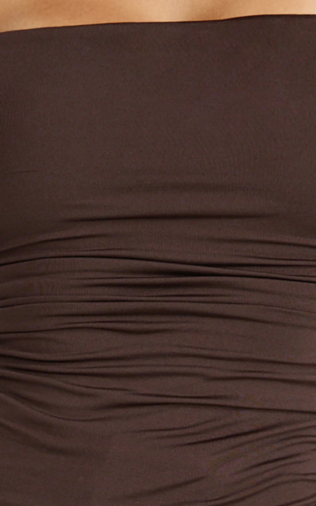 Seraphina Top - Long Sleeve Square Neck Gathered Waist Top in Chocolate