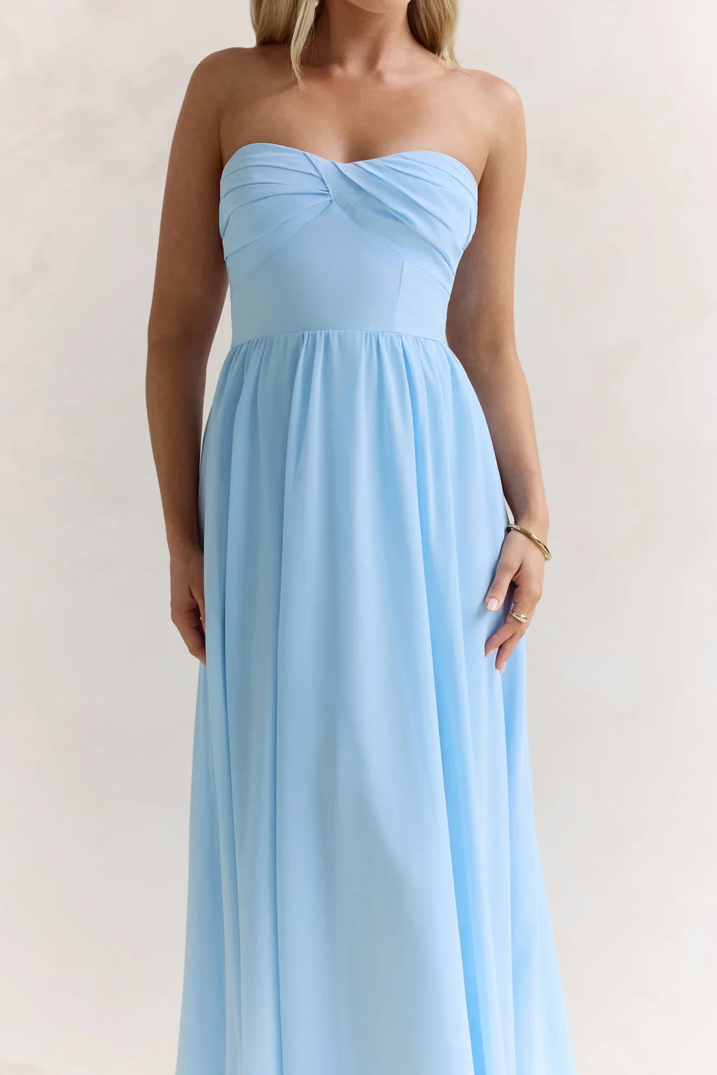 Wishful Seasons Strapless Maxi Dress Blue