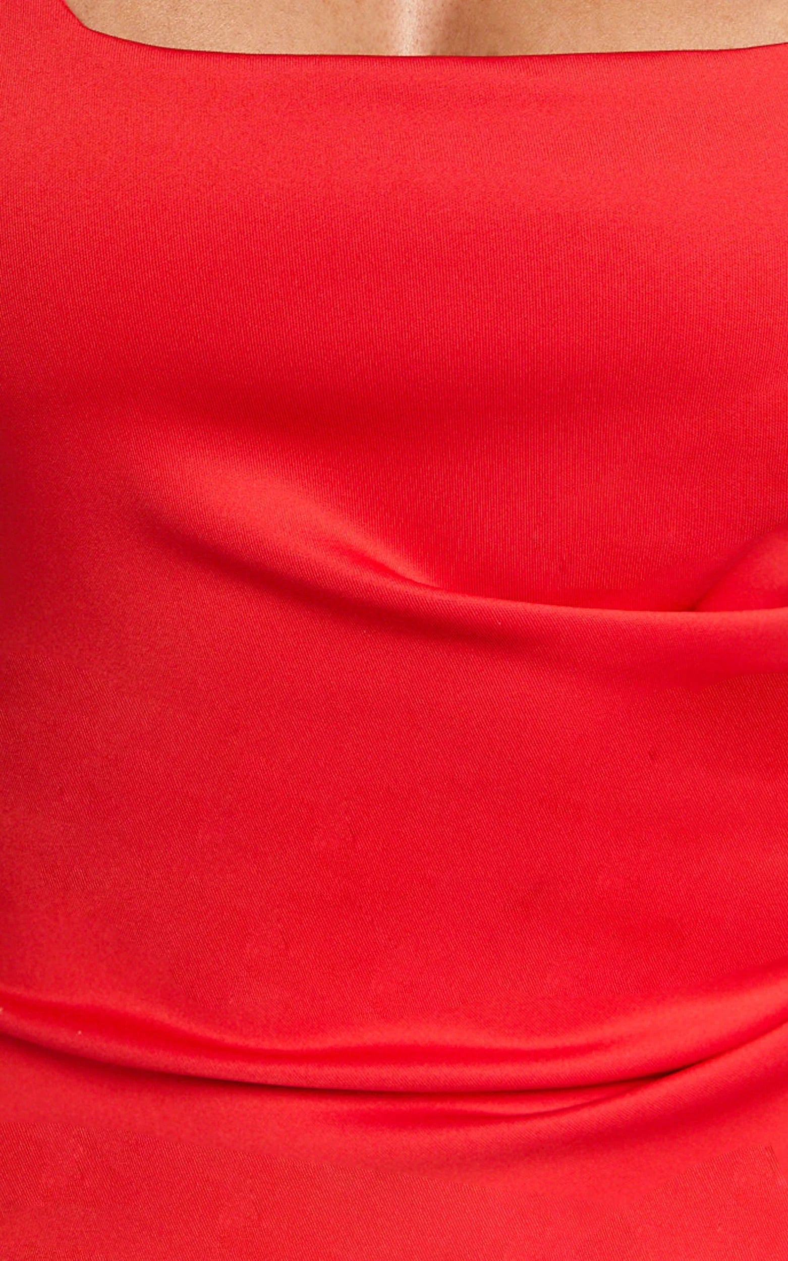 Big Love Mini Dress - Square Neck Bodycon Dress in Red