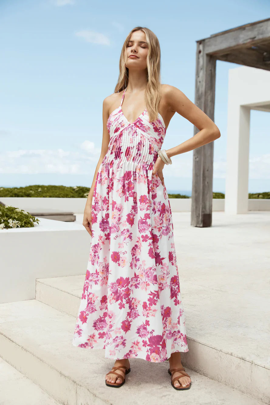 Cross My Heart Halter Maxi Dress Pink