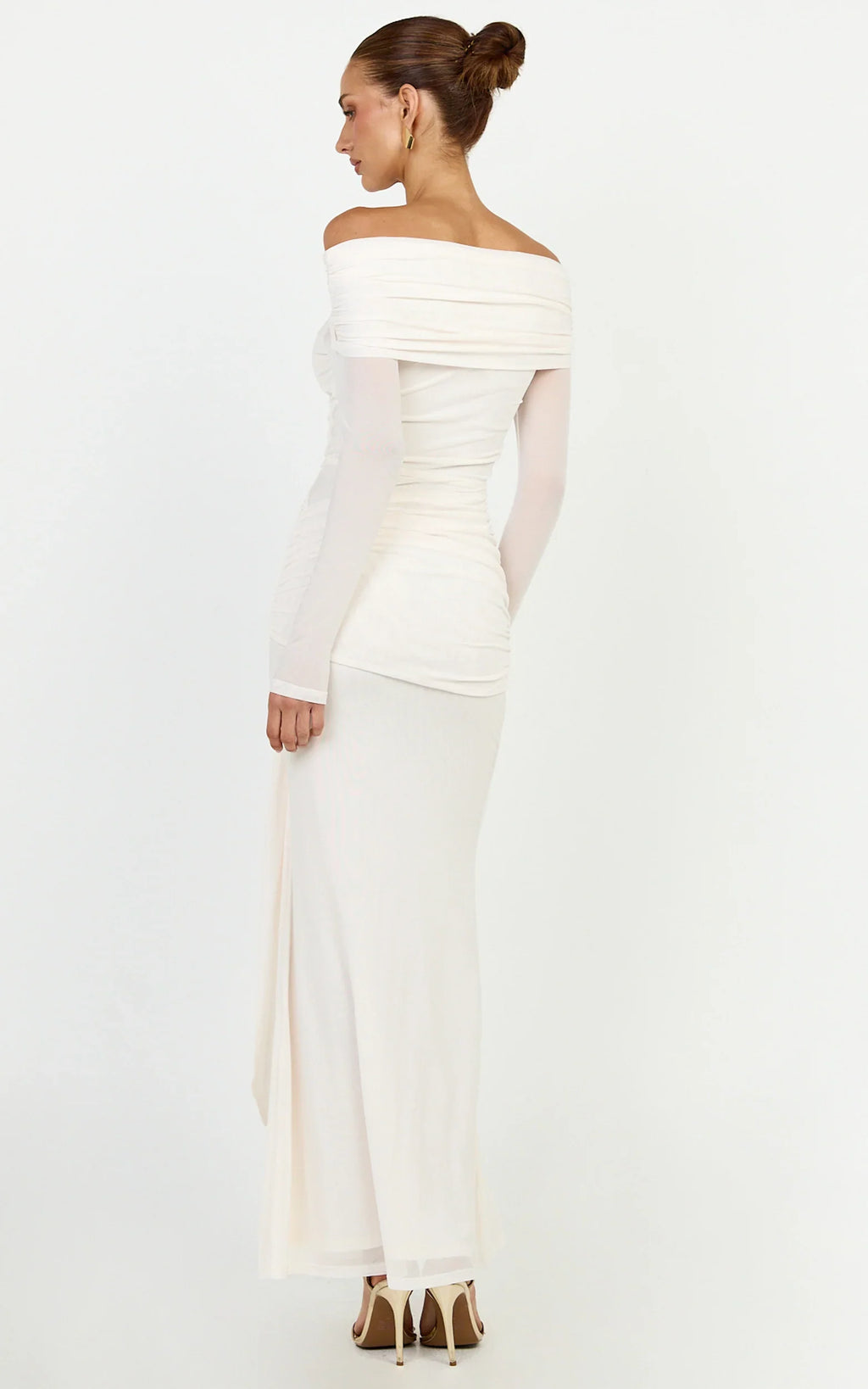 Waverly Maxi Dress - Long Sleeve Off Shoulder Dress in Cream