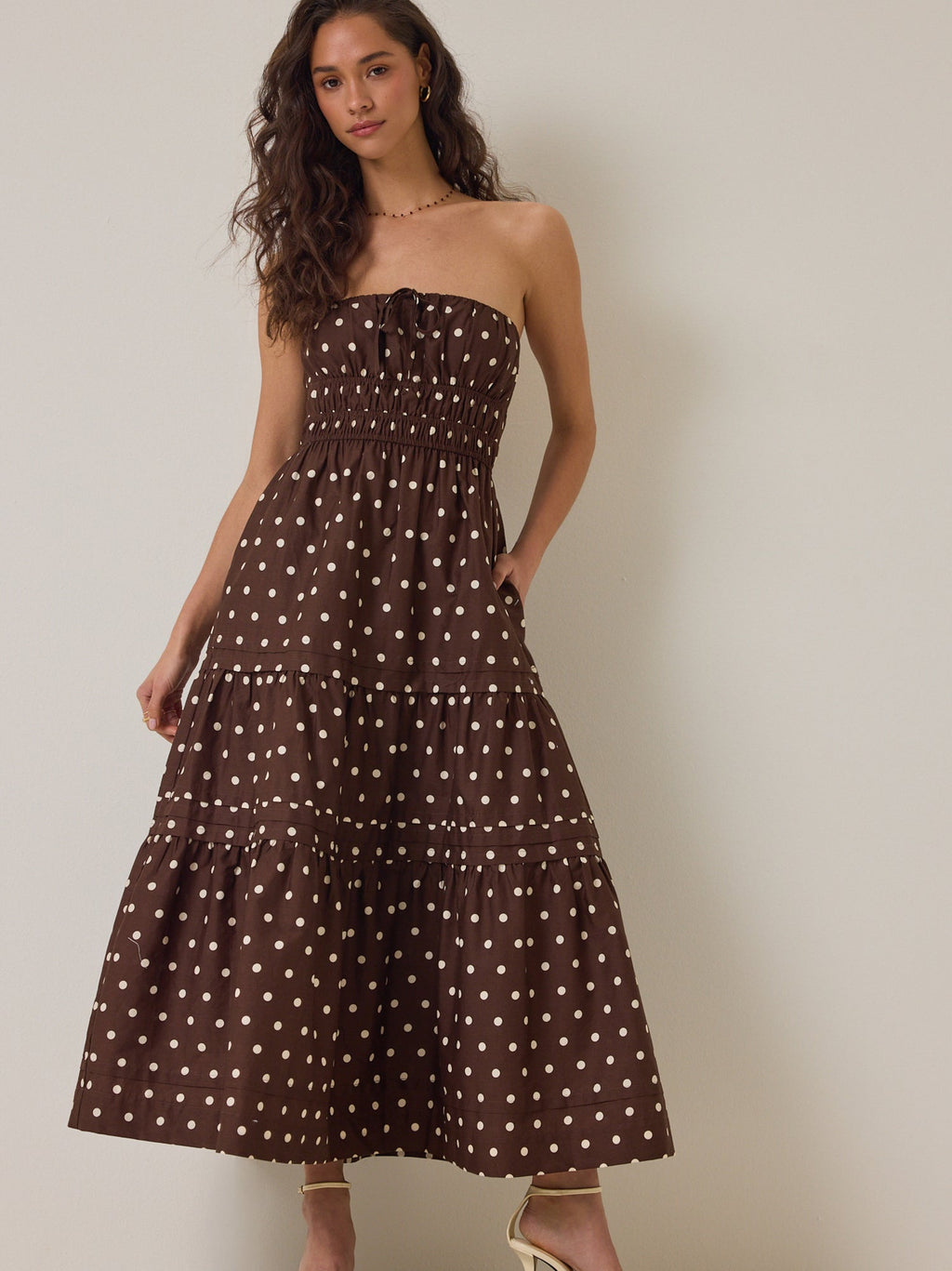 Johanna Strapless Polka Dot Maxi Dress