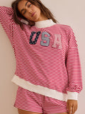 USA Stripe Mockneck Pullover