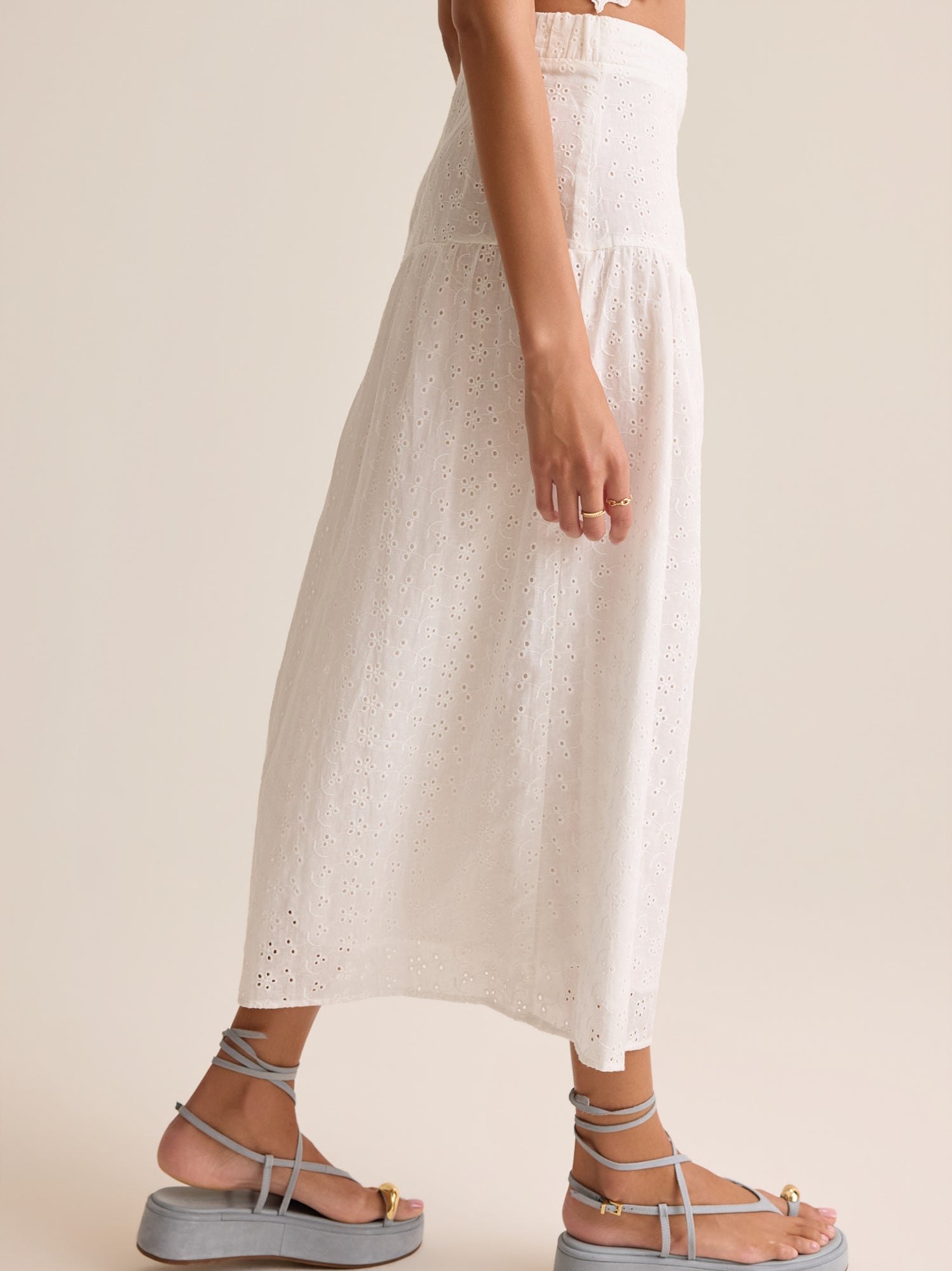 Hayes Eyelet Midi Skirt
