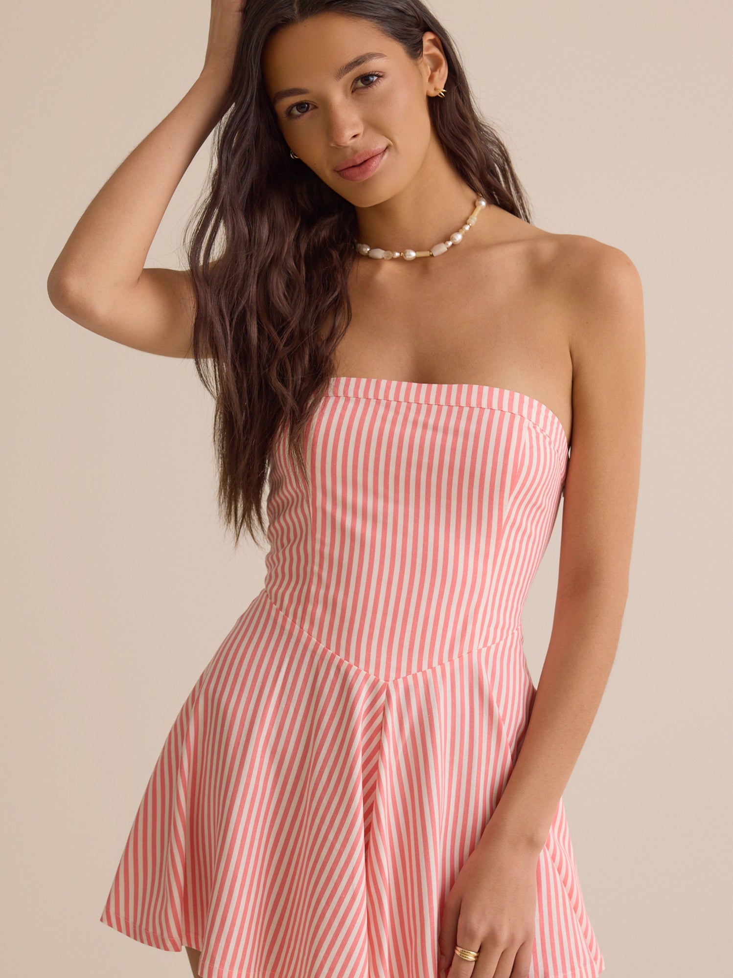 Carlie Strapless Stripe Romper