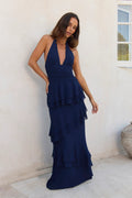 Path Of Fate Halter Maxi Dress Navy