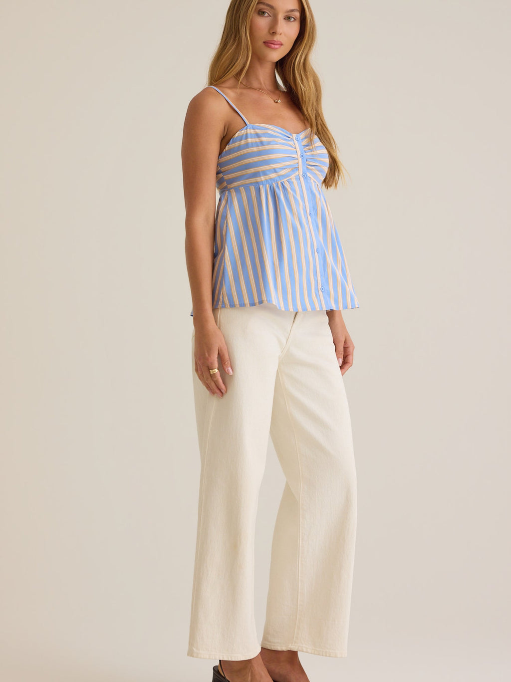 Braleigh Button Up Striped Top