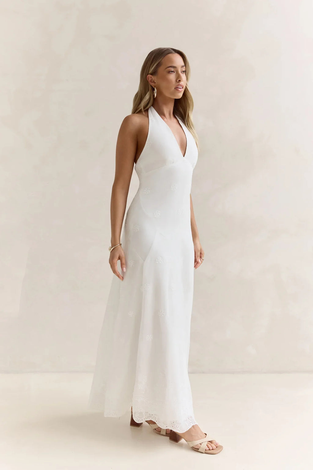 World Of Wonder Halter Maxi Dress White