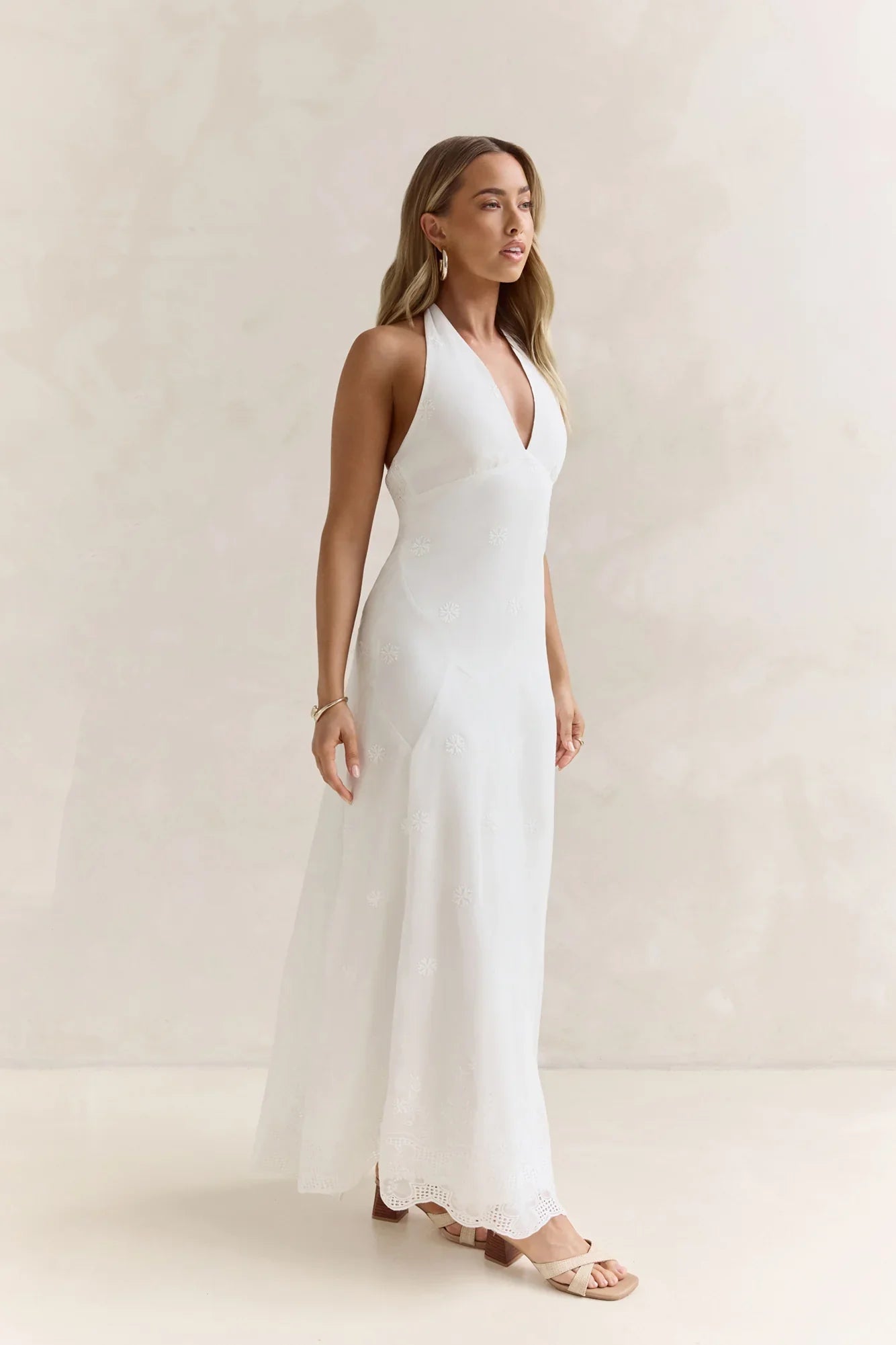 World Of Wonder Halter Maxi Dress White