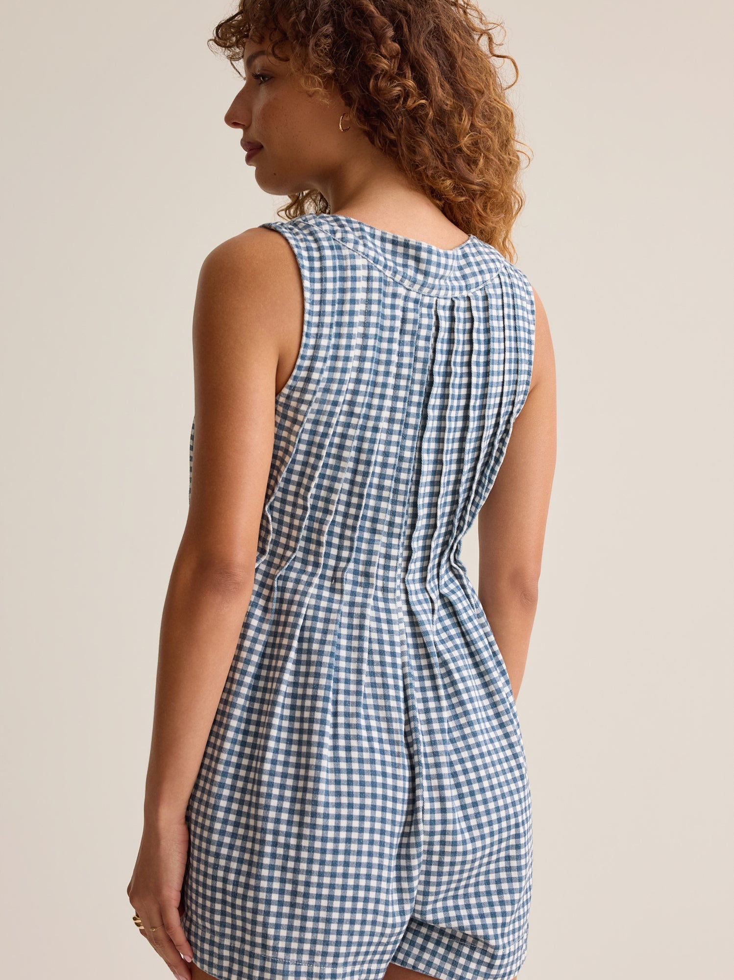 Evie Gingham Denim Romper