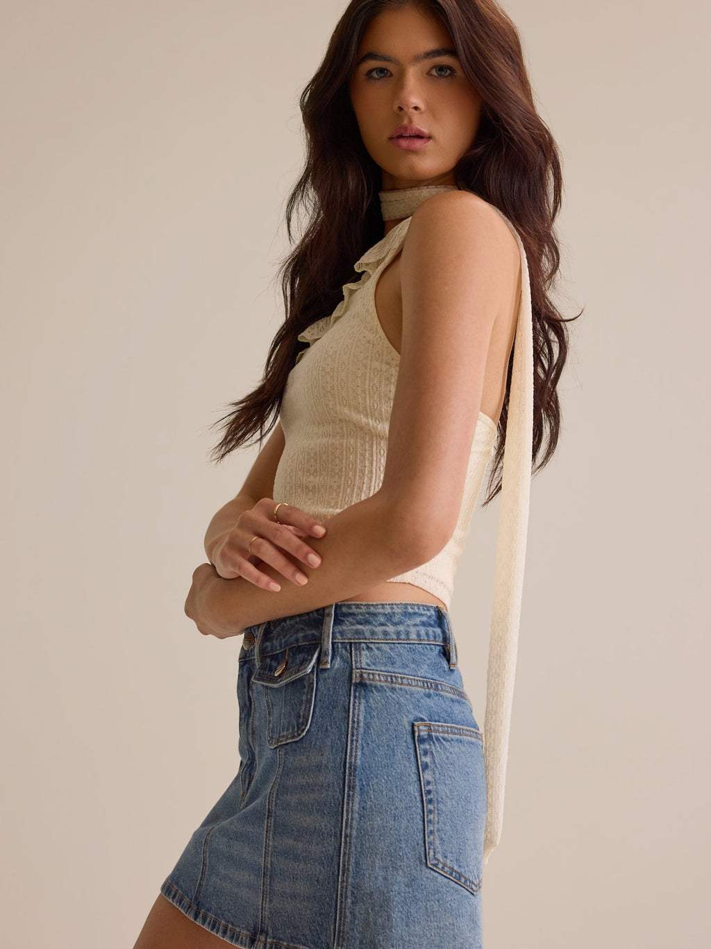 Brenna One Shoulder Lace Tank