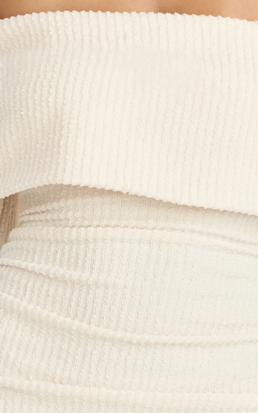 Maeve Mini Dress - Off Shoulder Long Sleeve Fit And Flare Mini Dress in Cream