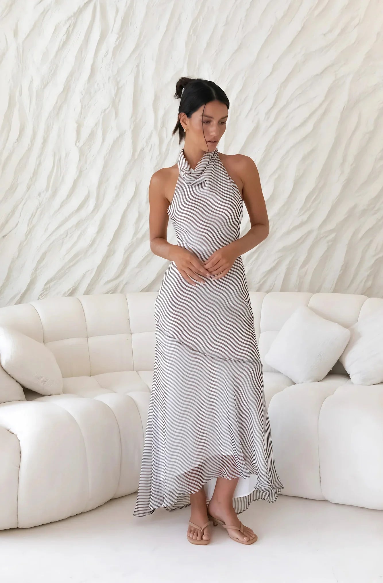 Tidal Wave Maxi Dress Brown
