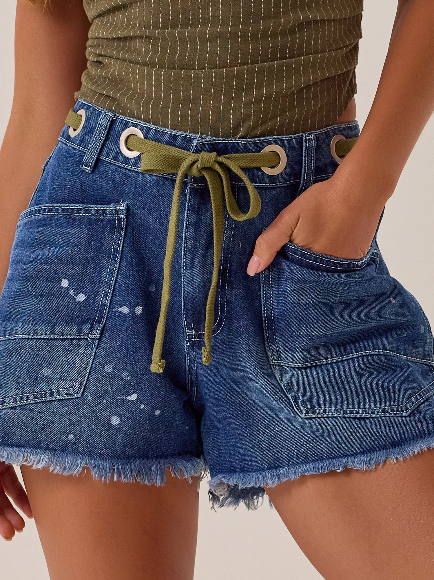 Kenzy Tie Waist Denim Shorts