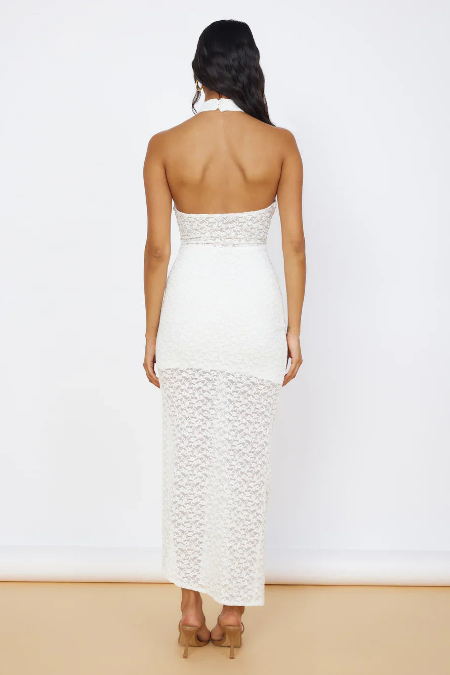 New Beginnings Lace Maxi Dress White