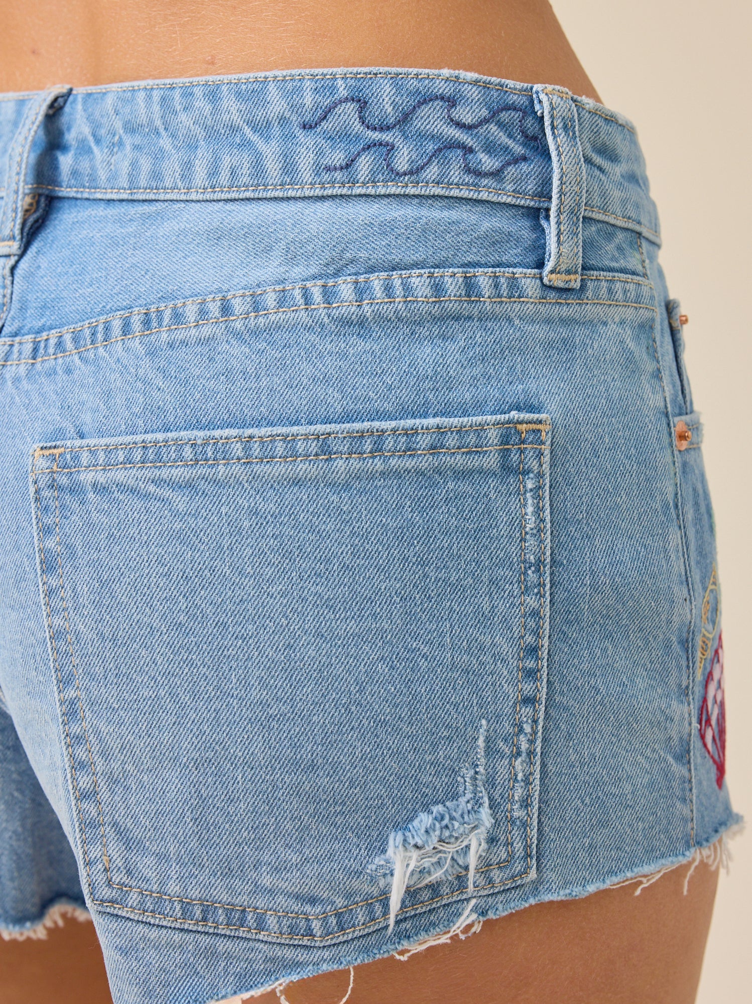 Isla Sea Embroidered Denim Short