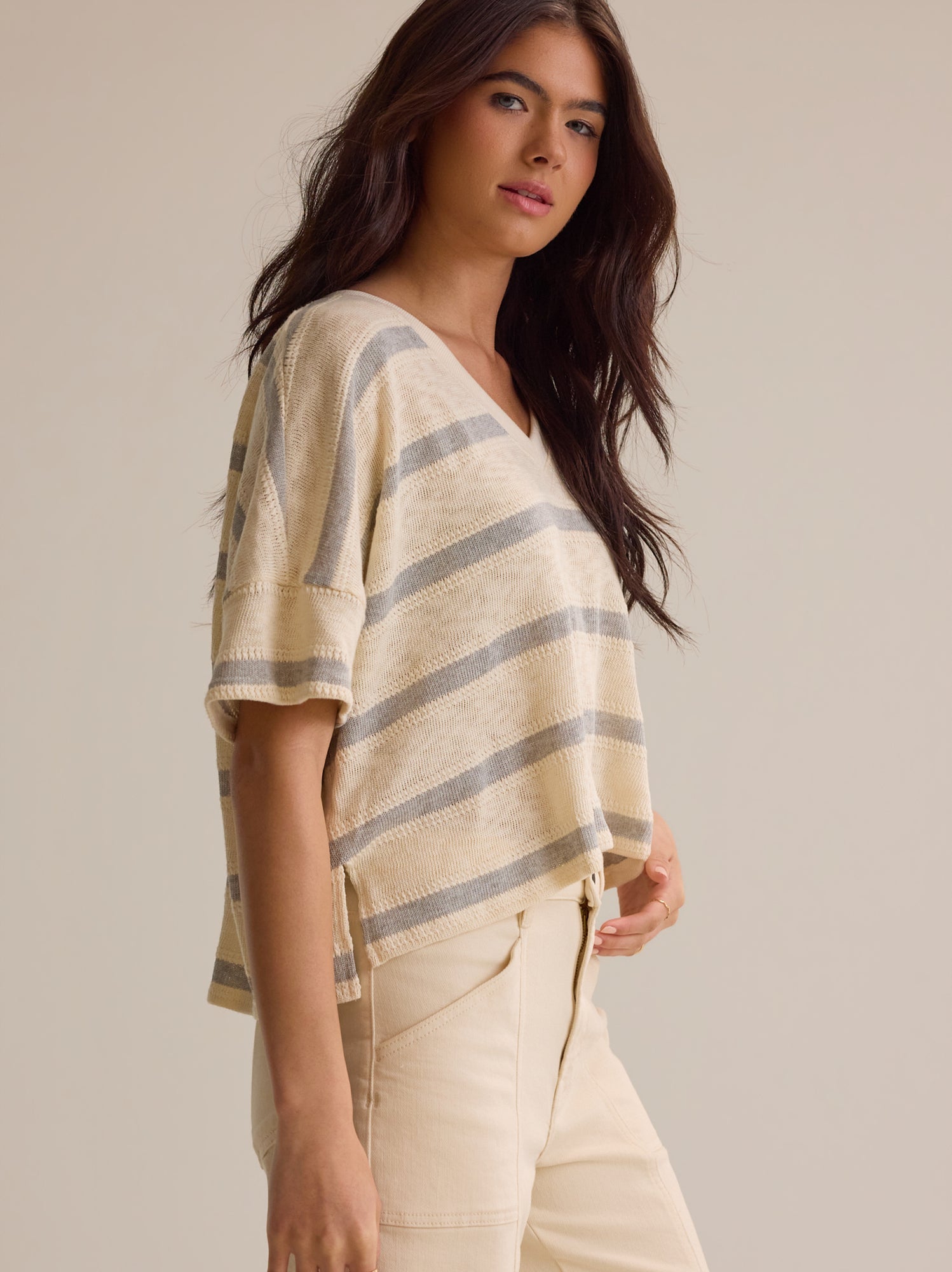 Dylan Striped V-Neck Top