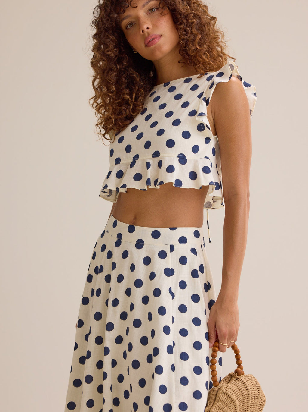 Billie Polka Dot Linen Top