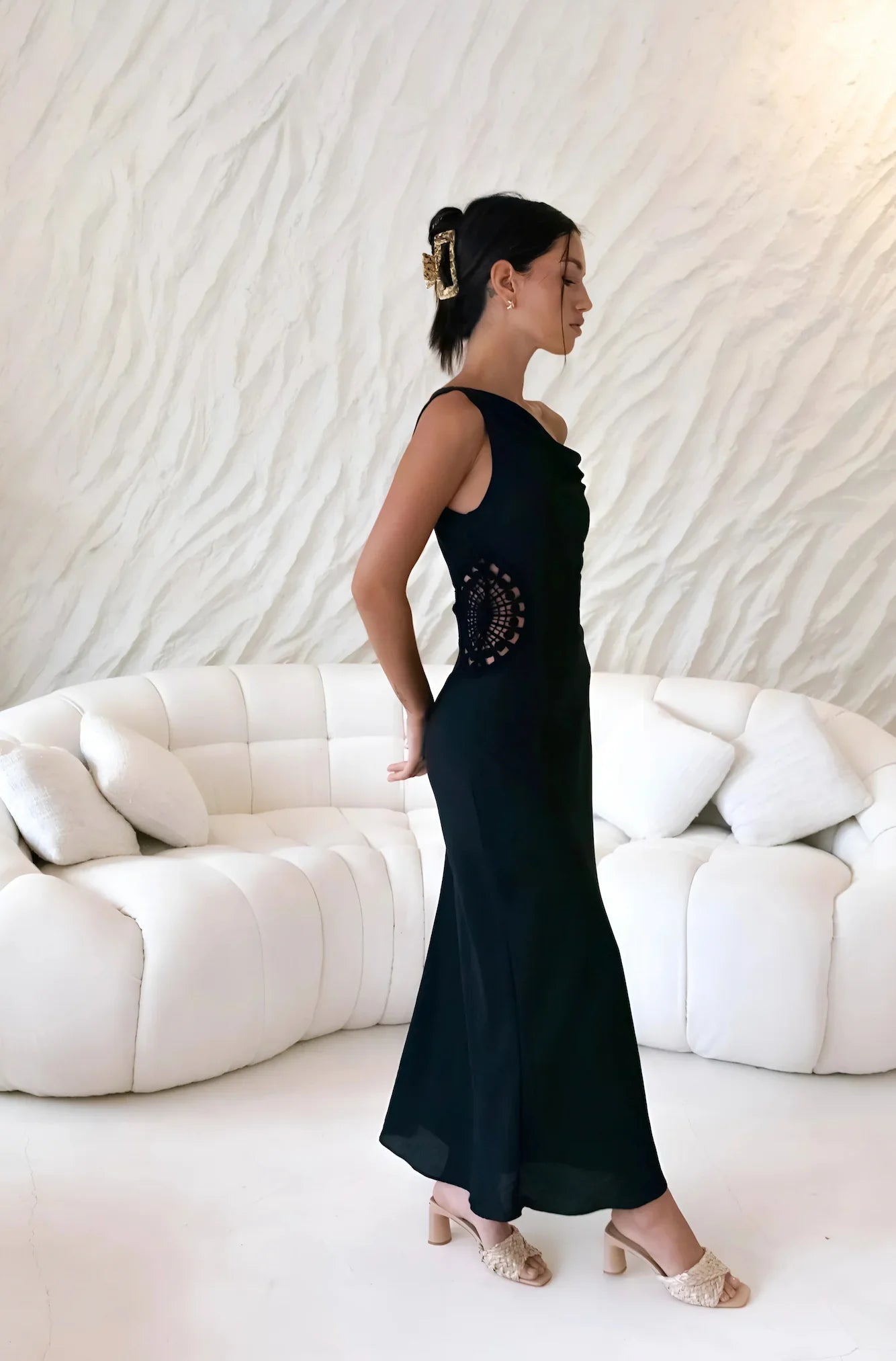 Moonlight Dancer Off Shoulder Maxi Dress Black