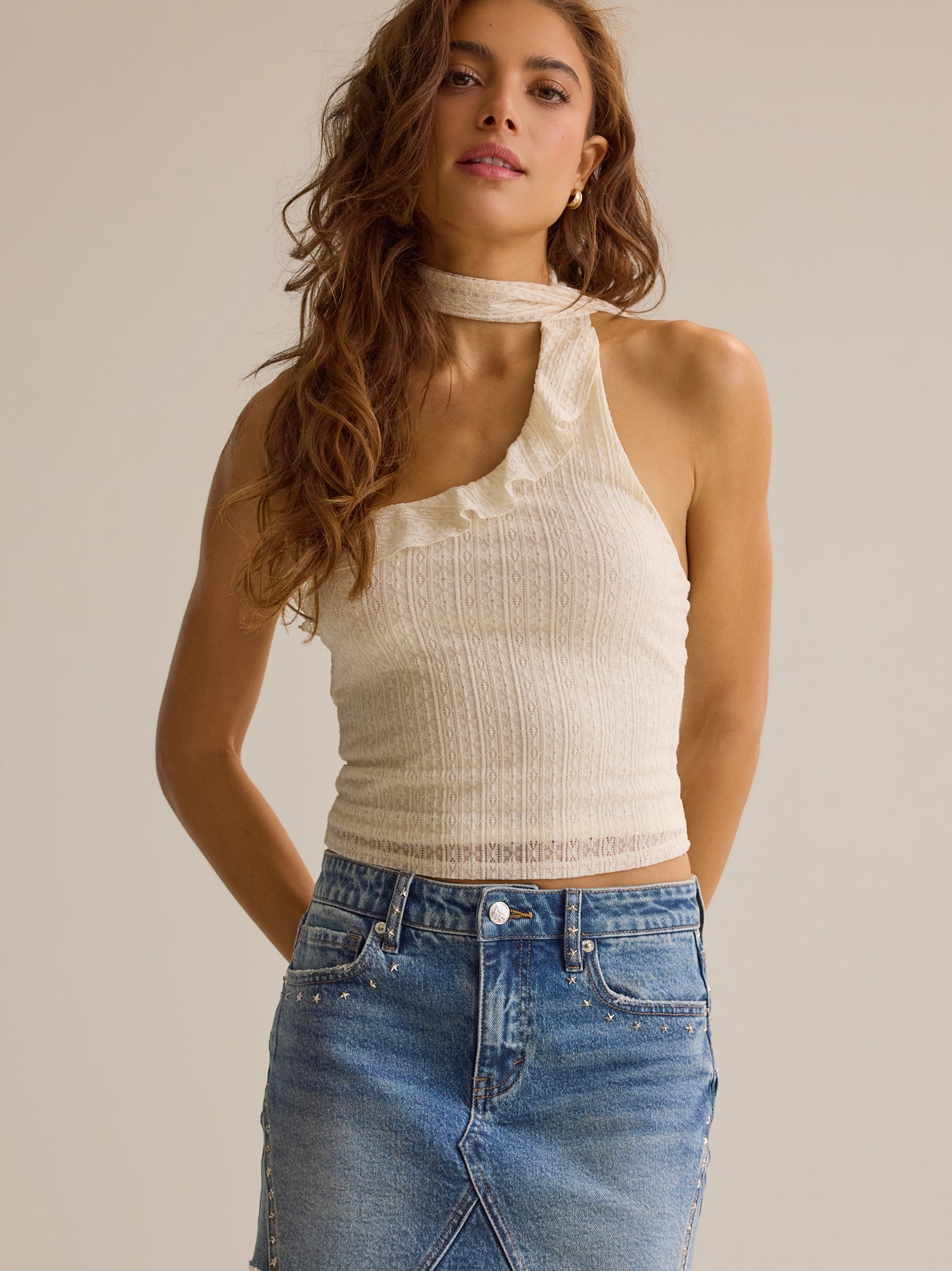 Leah Studded Denim Skirt