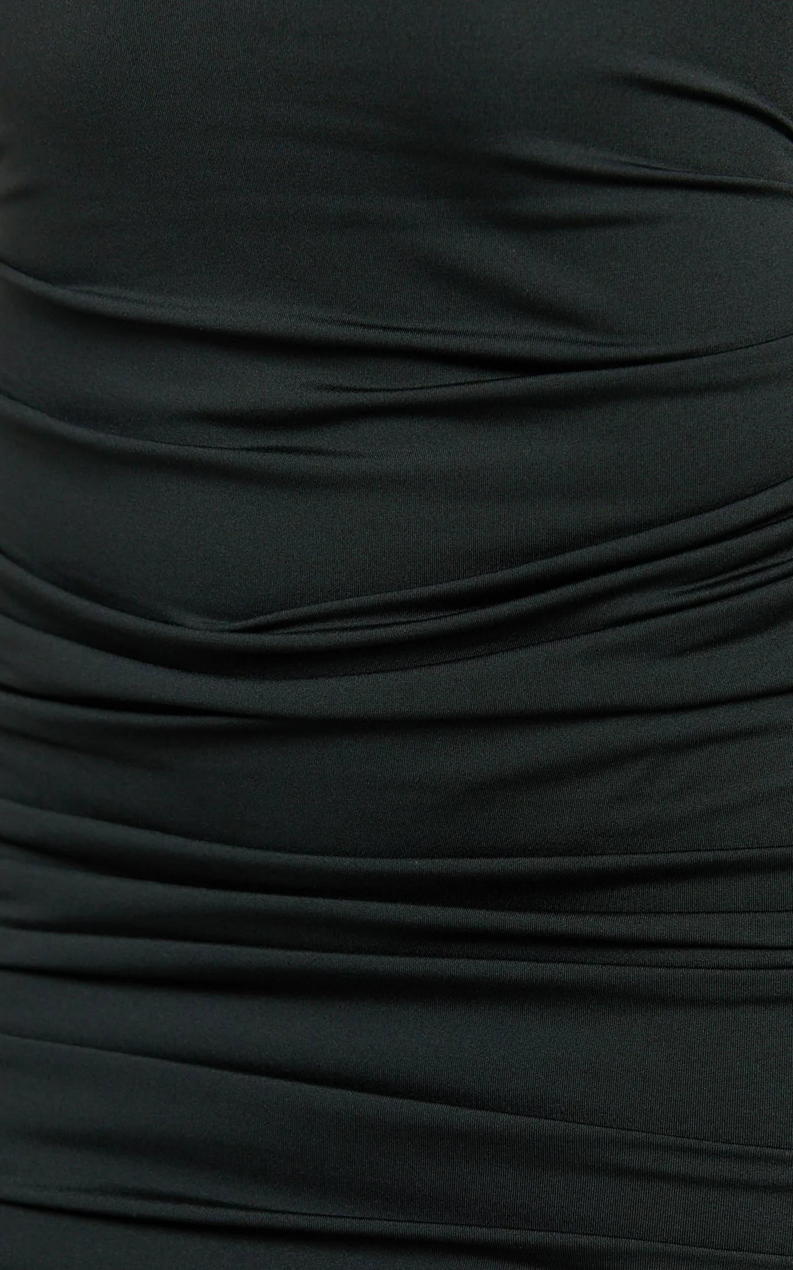 Misty Mini Dress - Wide Neckline Ruched Jersey Dress in Black