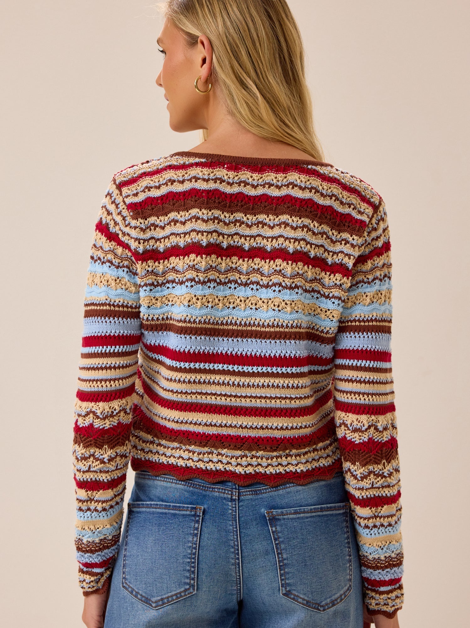 Moore Multi Stripe Crochet Cardigan