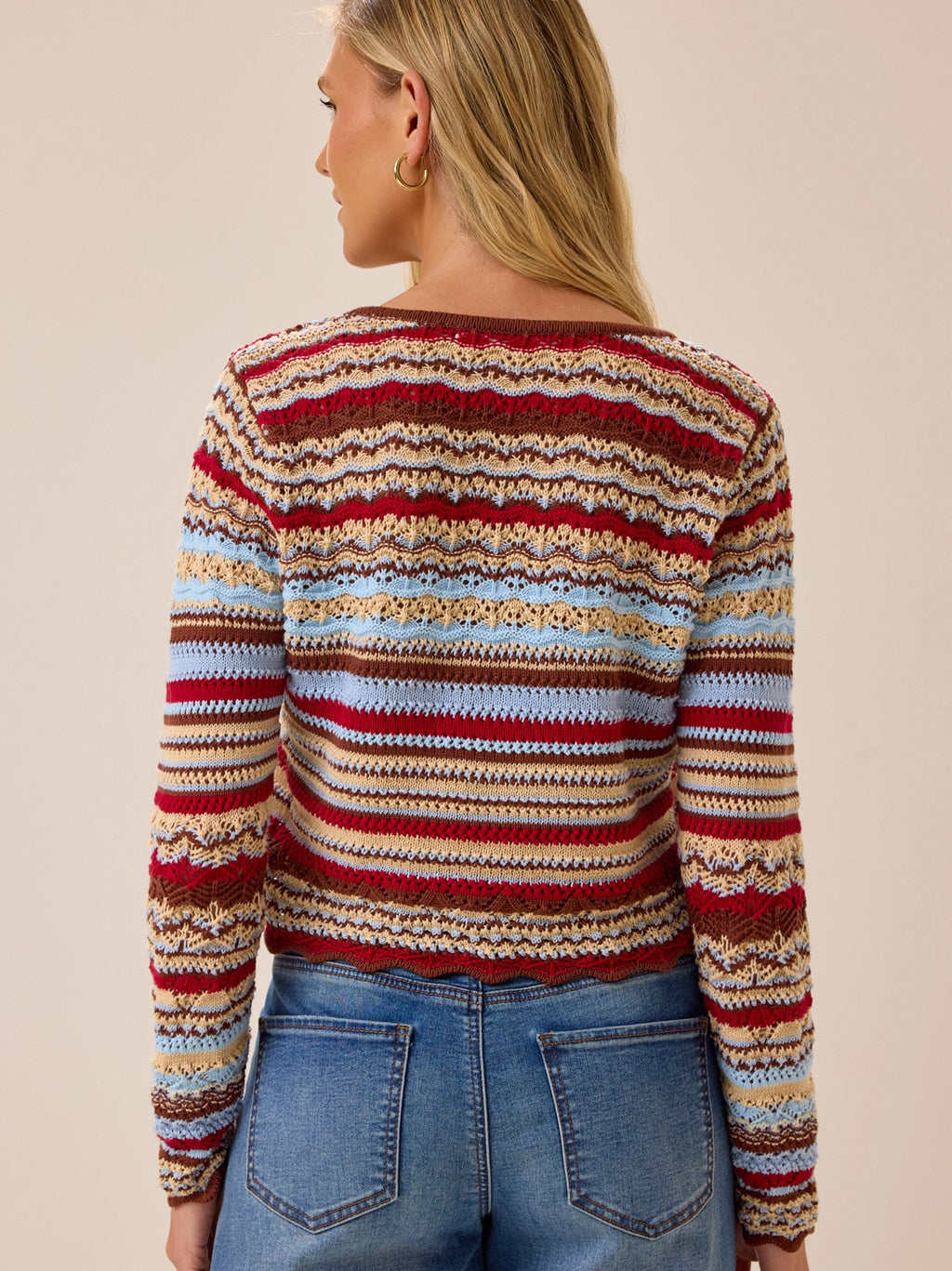 Moore Multi Stripe Crochet Cardigan