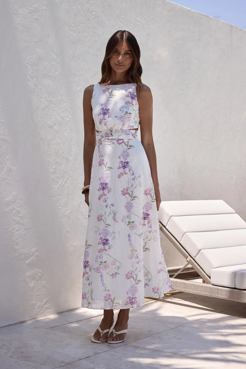 Blooming Lily Maxi Dress White